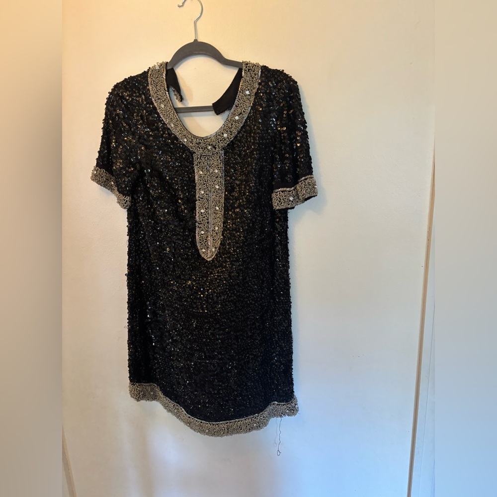 Candela Black and Silver Sequin Dress size XS